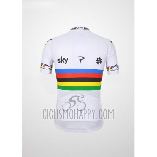 Sky UCI Mondo Campione Cycling Jersey Bib Short 2012 Men Short Sleeve Rosso and White